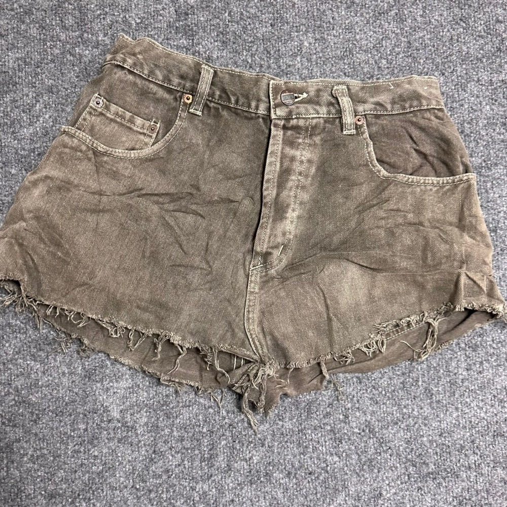 Pepe Jeans Shorts Womens 28 Brown Denim High Waisted Frayed Raw Hem Distressed